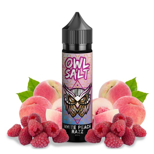 White Peach Razz - Overdosed - OWL Salt - 10ml Aroma in 60ml Flasche